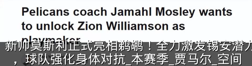 新帅莫斯利正式亮相鹈鹕！全力激发锡安潜力，球队强化身体对抗_本赛季_贾马尔_空间